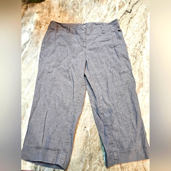 J. Jill Women's Cropped Pants Gray Size 8 Mid Rise Linen Blend Capris Stretch - Picture 1 of 9